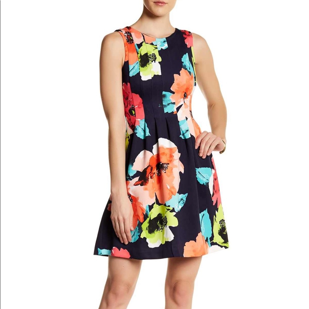 Vince Camuto Floral Scuba Fit & Flare Dress